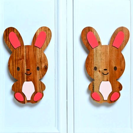 Handcrafted Acacia Wood Bunny Handle Pair